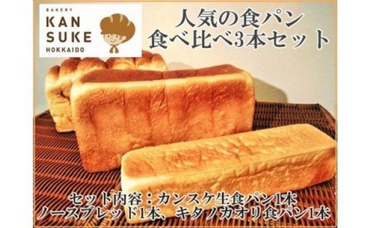 北海道産小麦の人気食パン・食べ比べ3本セット イメージ