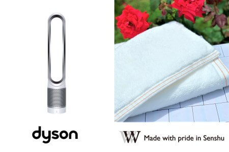 泉州タオル×dyson W premier Dyson Pure Cool Link™ 空気清浄機能付タワーファン ホワイト／シルバー (TP03 WS) セット イメージ