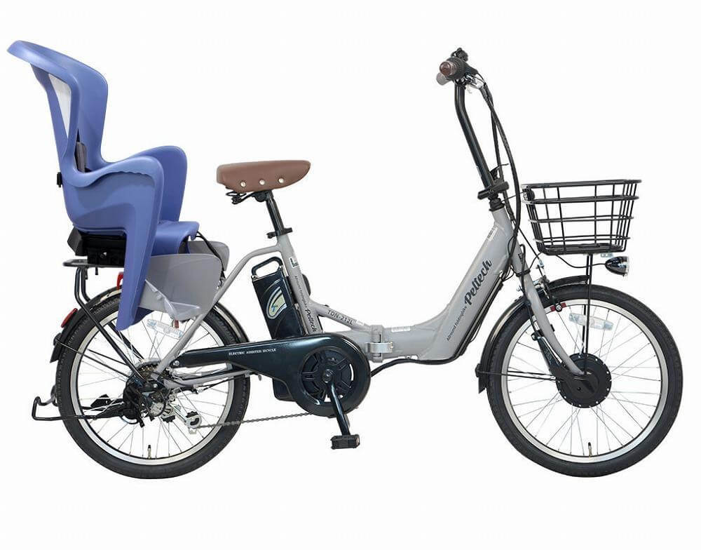 子育て世帯の必需品電動アシスト自転車、チャイルドシートセット マットグレー×ブルー/グレイ イメージ